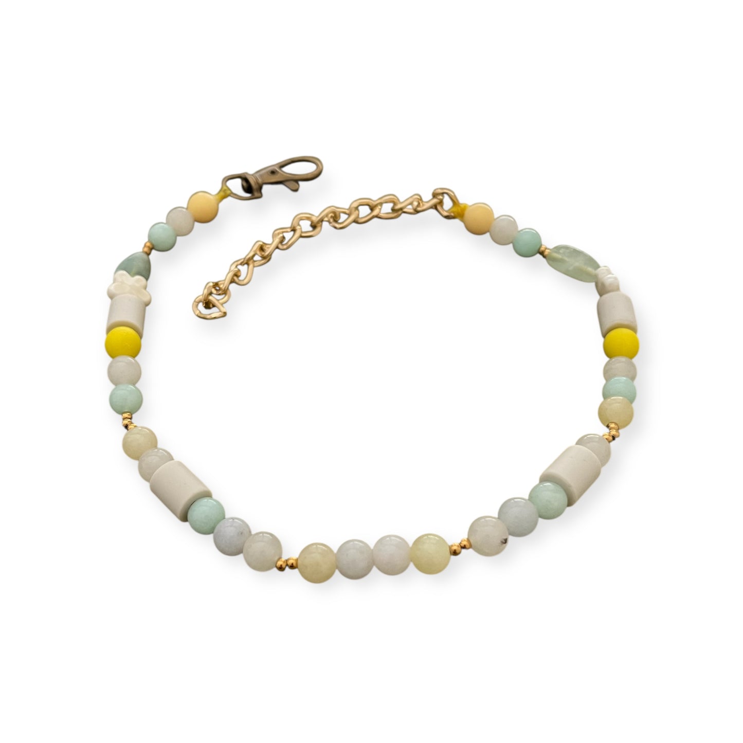 EM Keramik Zeckenkette "mint-yellow"