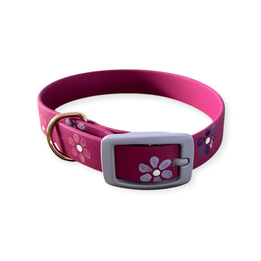 Halsband Biothane "flowers mangenta"