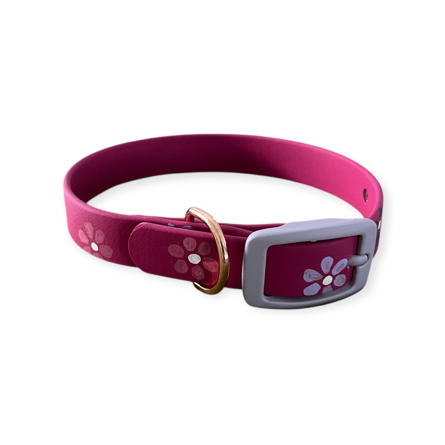 Halsband Biothane "flowers mangenta"