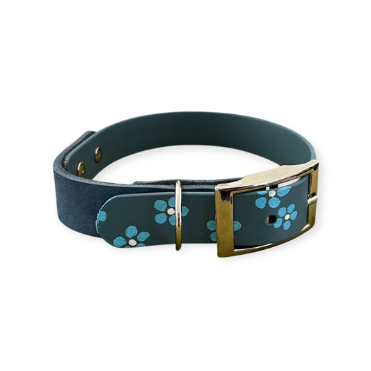 Halsband Biothane/Nubuk-Leder (flowers)